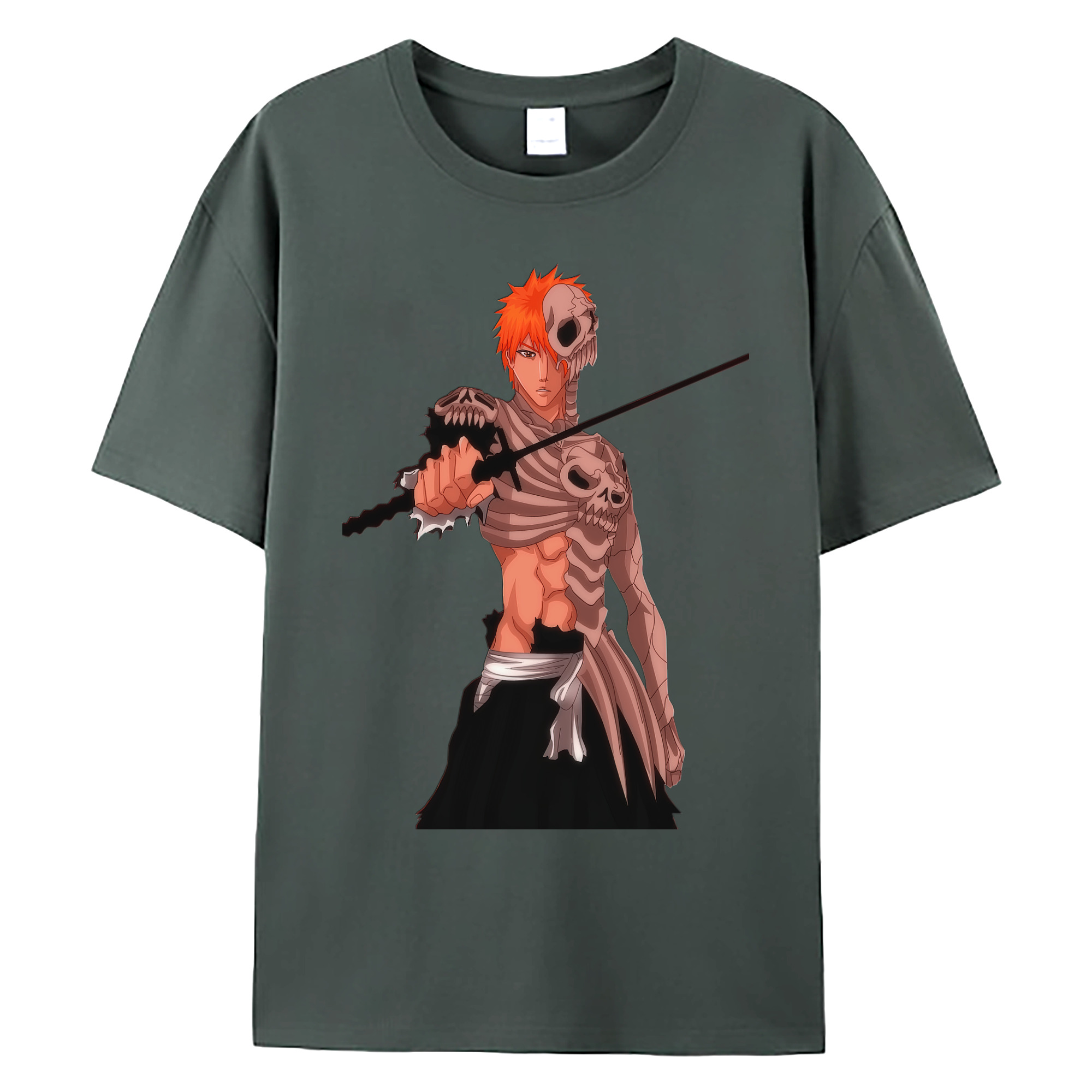 （画像用） ブリーチ 黒崎一護（くろさき いちご）BLEACH Kurosaki Ichigo 綿100％ メンズ半袖Tシャツ｜肌触りやわらか＆通気性